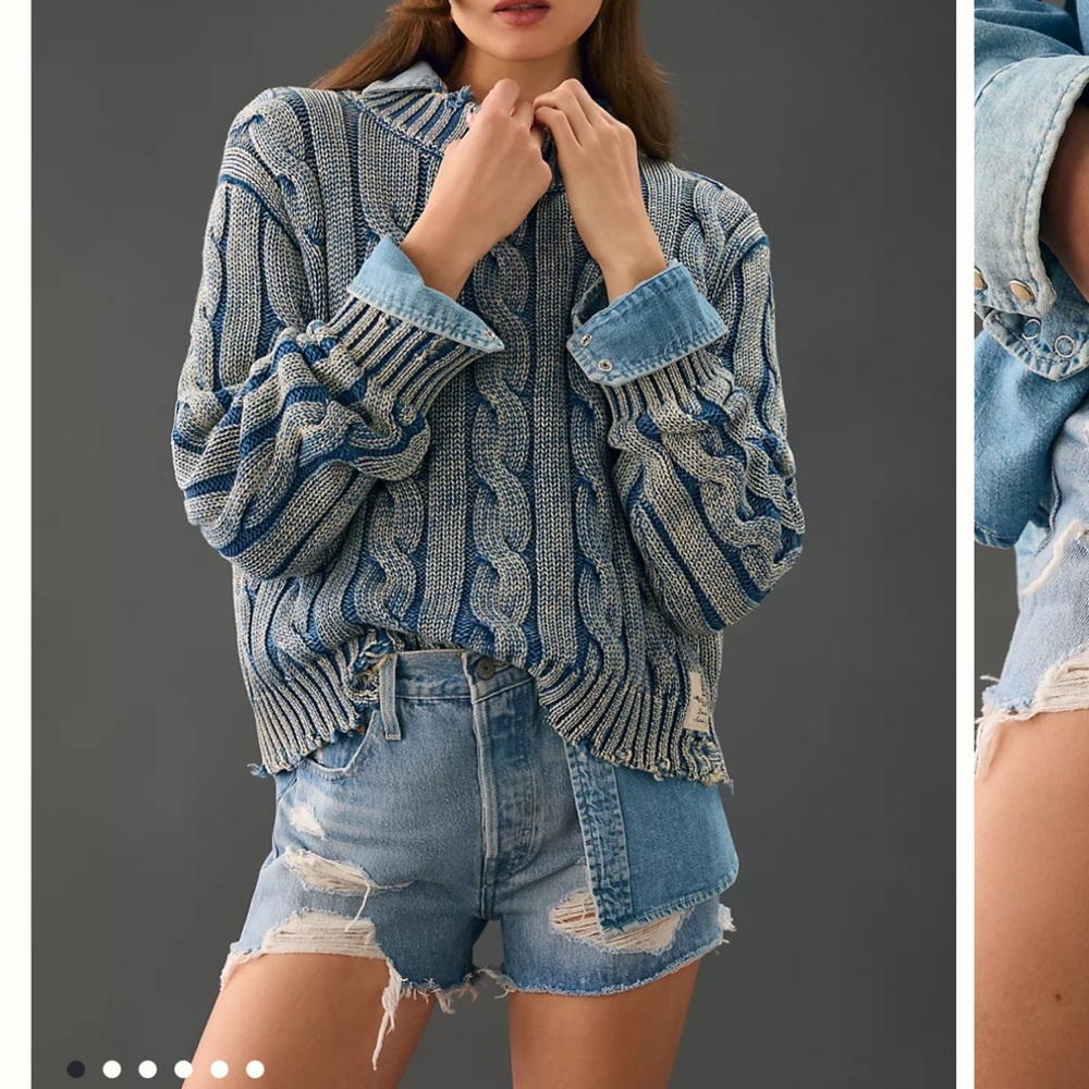 Levi’s 501 Premium shorts Anthropologie Ripped Cutoff Denim shorts button fly 27 - Picture 2 of 9